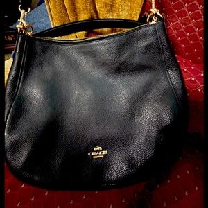 Black leather coach purse
